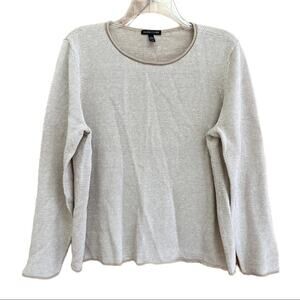 Eileen Fisher • Beige Organic Linen Crew Neck Sweater